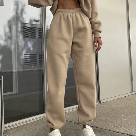 Khaki Casual Women's Solid Color 2-Piece Set - Picture 4 of 7